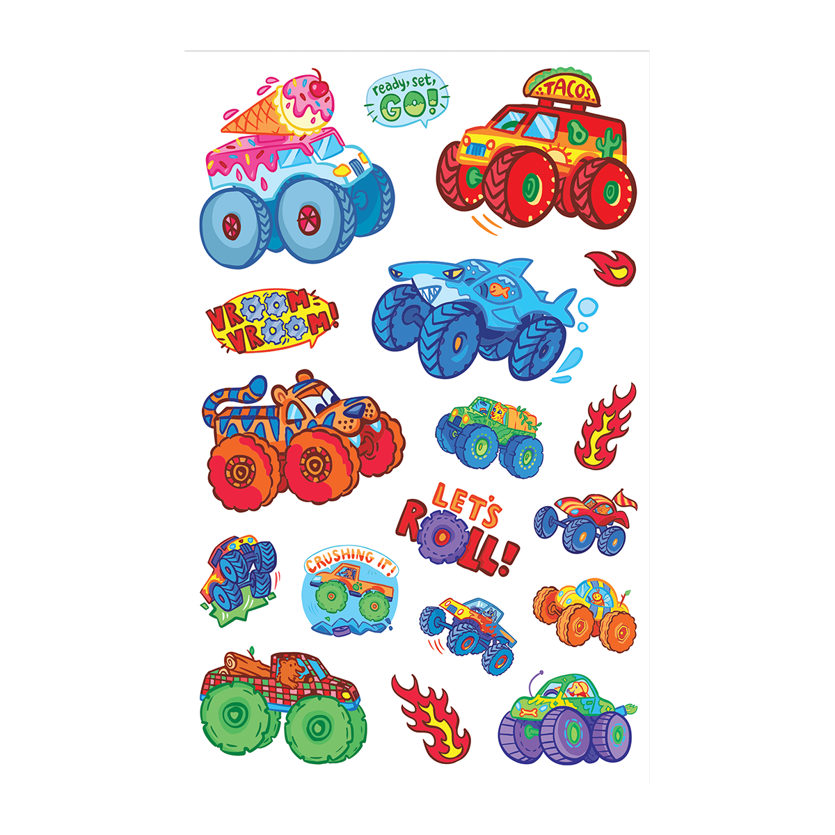 OOLY Stickiville Monster Truck Stickers out of packaing
