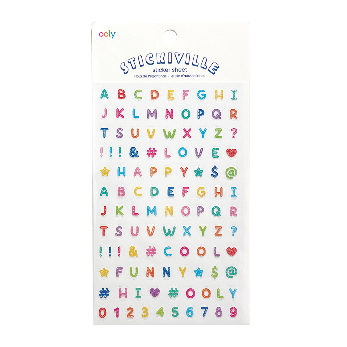 OOLY Stickiville Alphabets Stickers inside of packaging