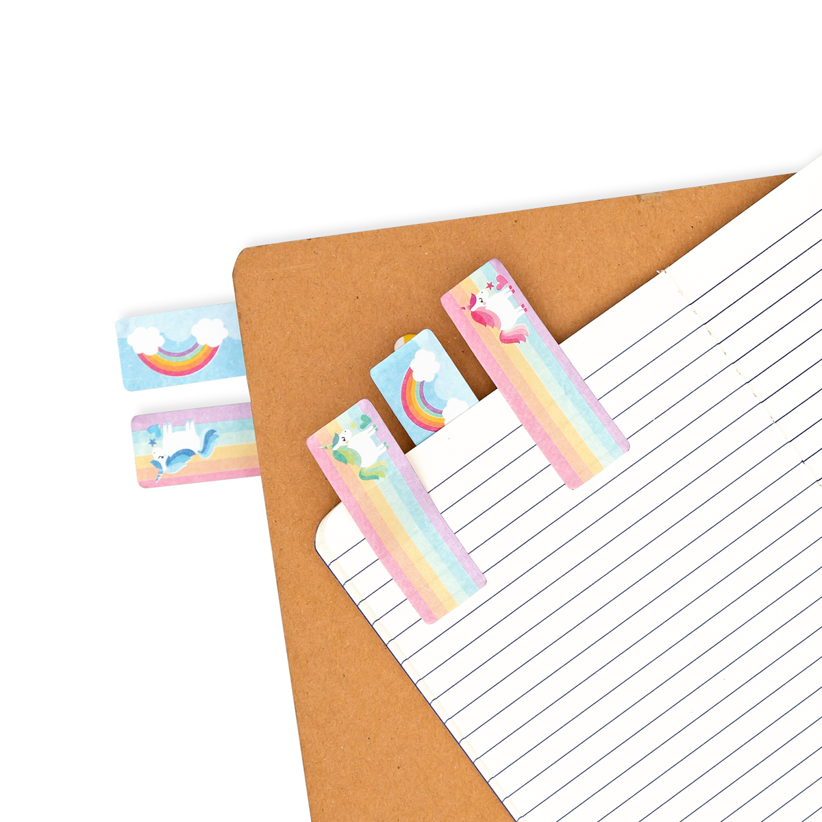 Note Pals Sticky Tabs - Magical Unicorns shown as bookmarks