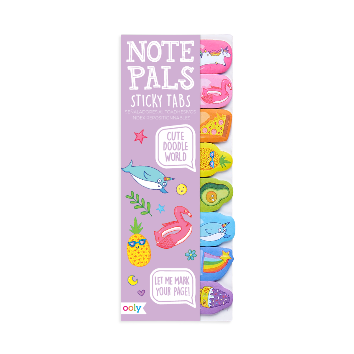 OOLY Note Pals Sticky Tabs - Cute Doodle World in packaging