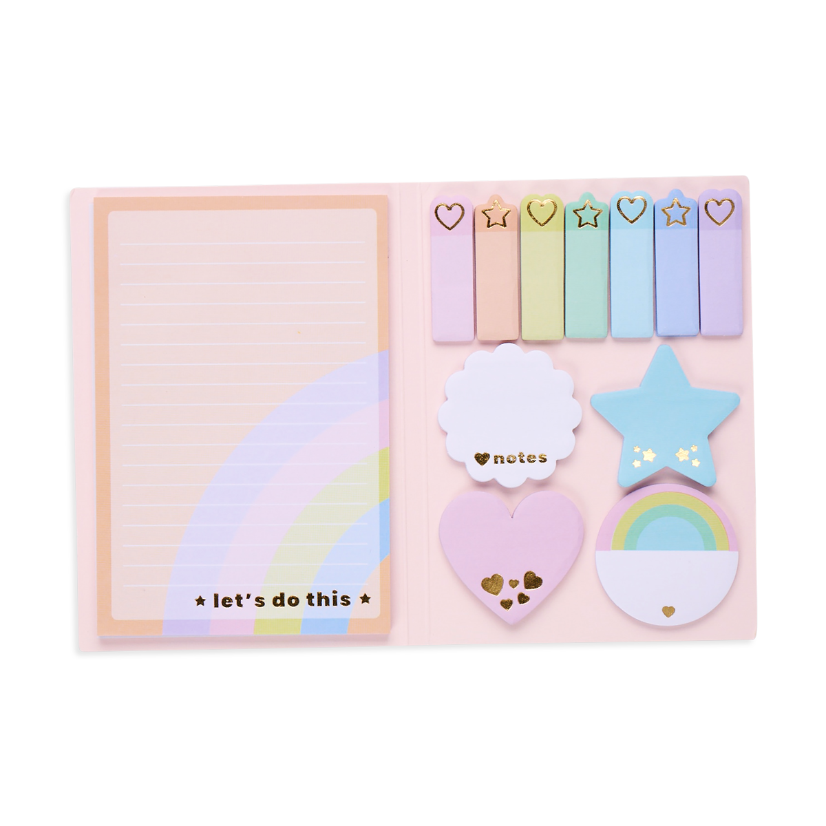 OOLY Side Notes Sticky Tab Note Pad - Pastel Rainbows view of all styles