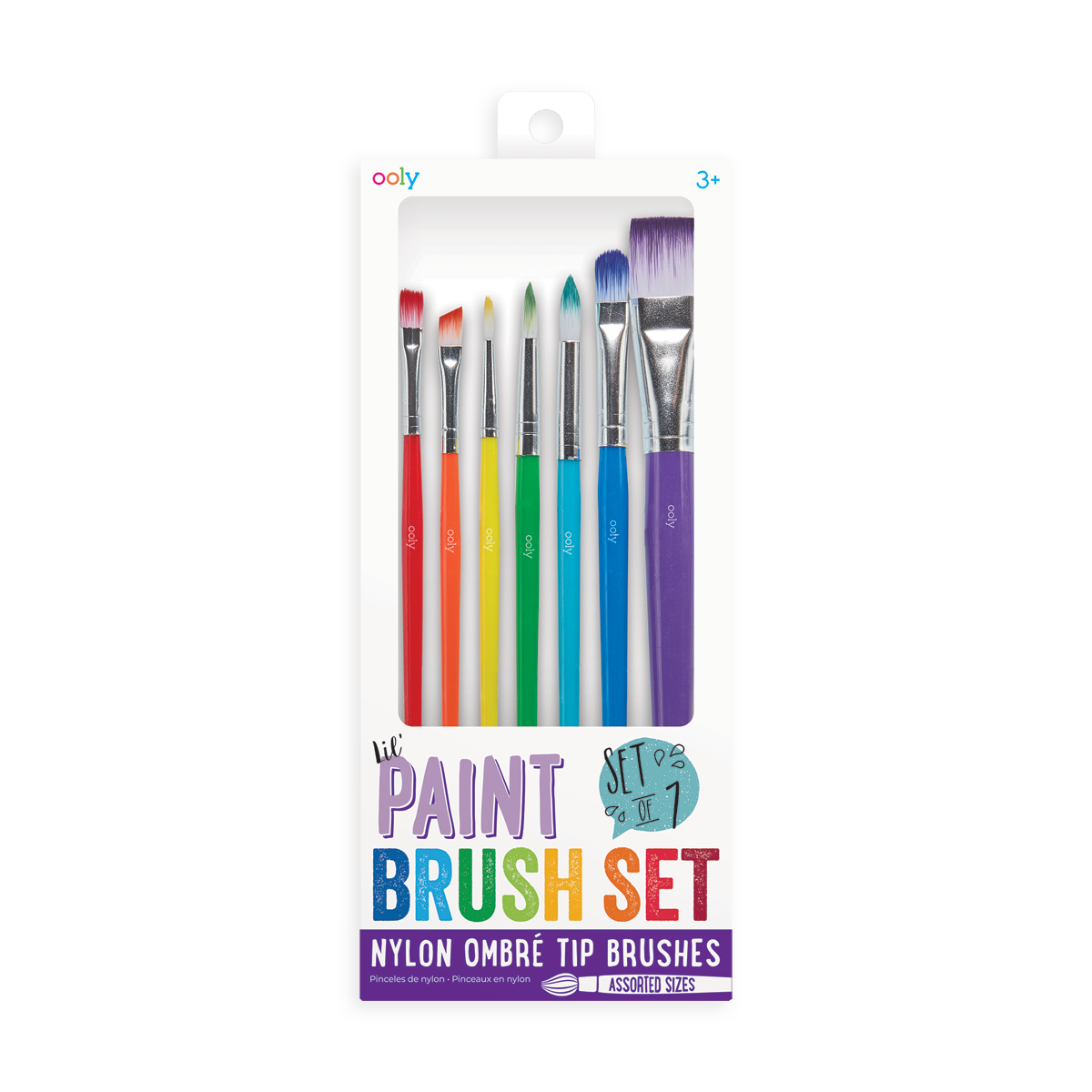 OOLY set of 7 paint brush in assorted sizes new packaging.
