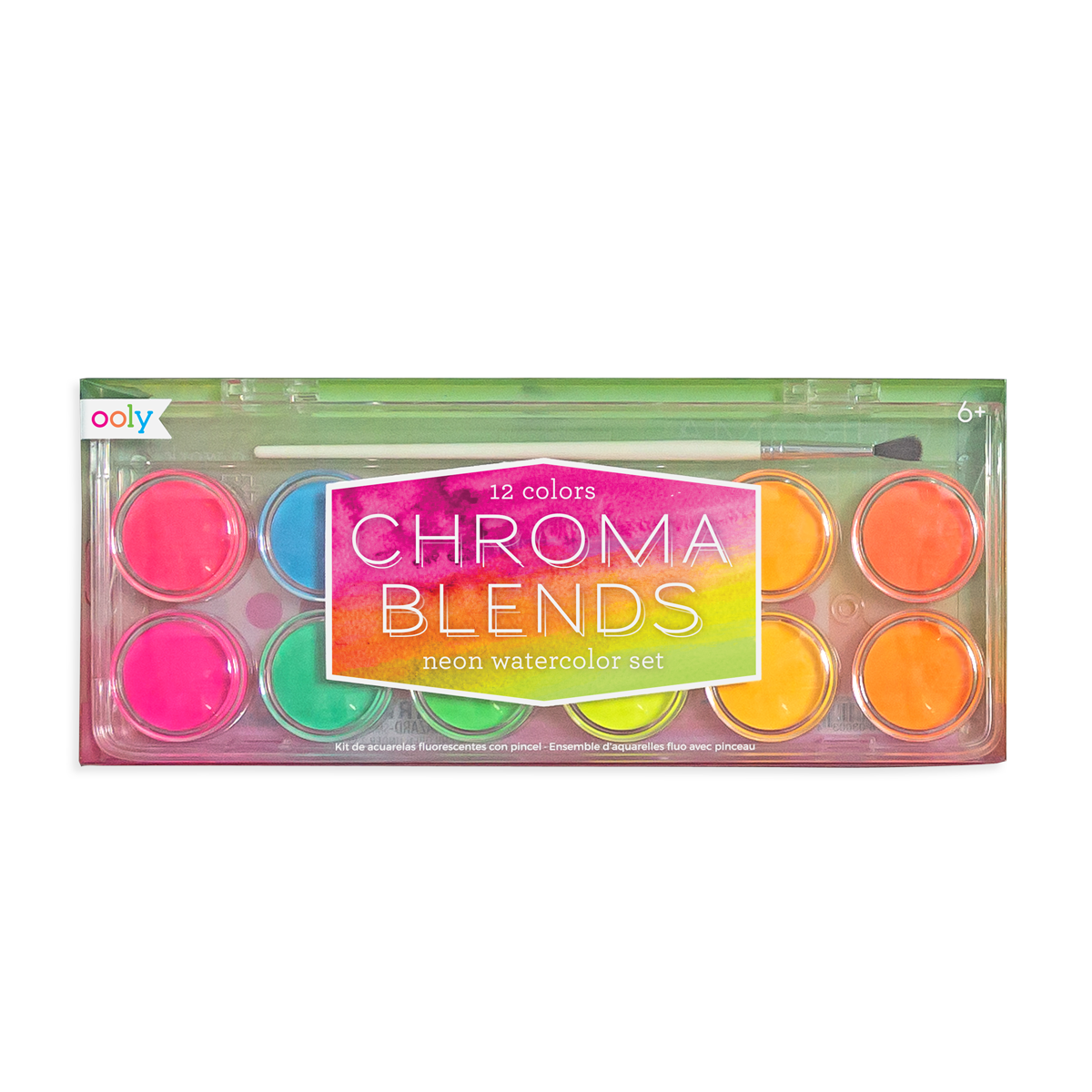 Chroma Blends Watercolor Paint Set Neon 12 Colors 1 Brush