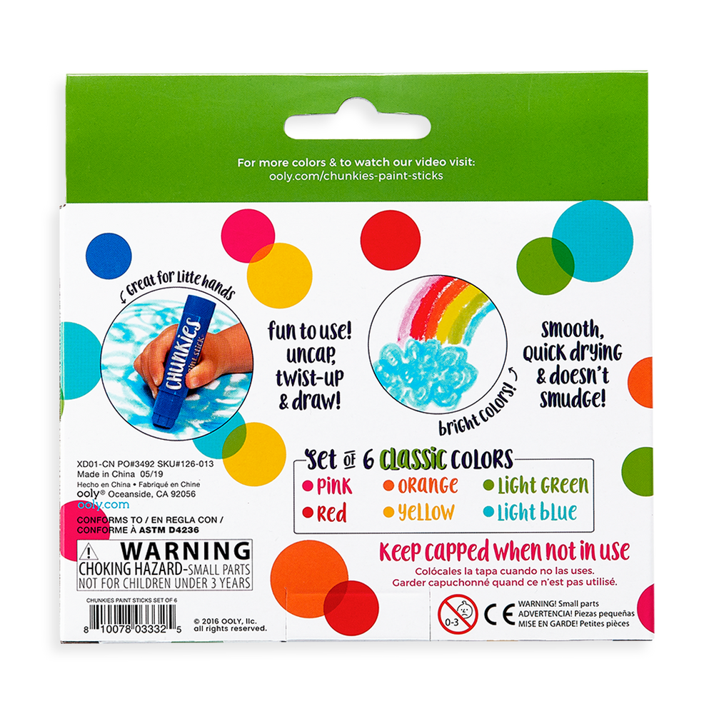 Chunkies Paint Sticks Classic Pack Set of 6 OOLY