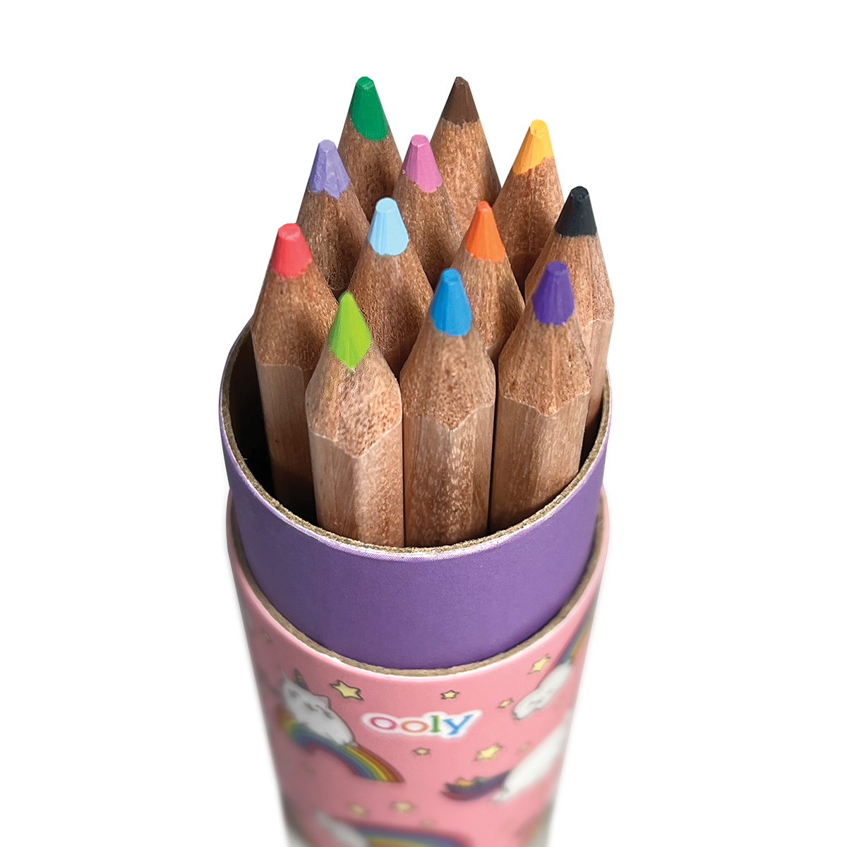 OOLY Draw 'n Doodle Mini Colored Pencils and Sharpener - Rainbow Unicorn in packaging