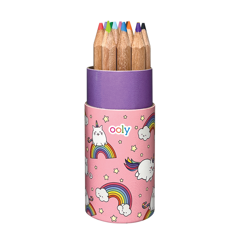 OOLY Draw 'n Doodle Mini Colored Pencils and Sharpener - Rainbow Unicorn in packaging front