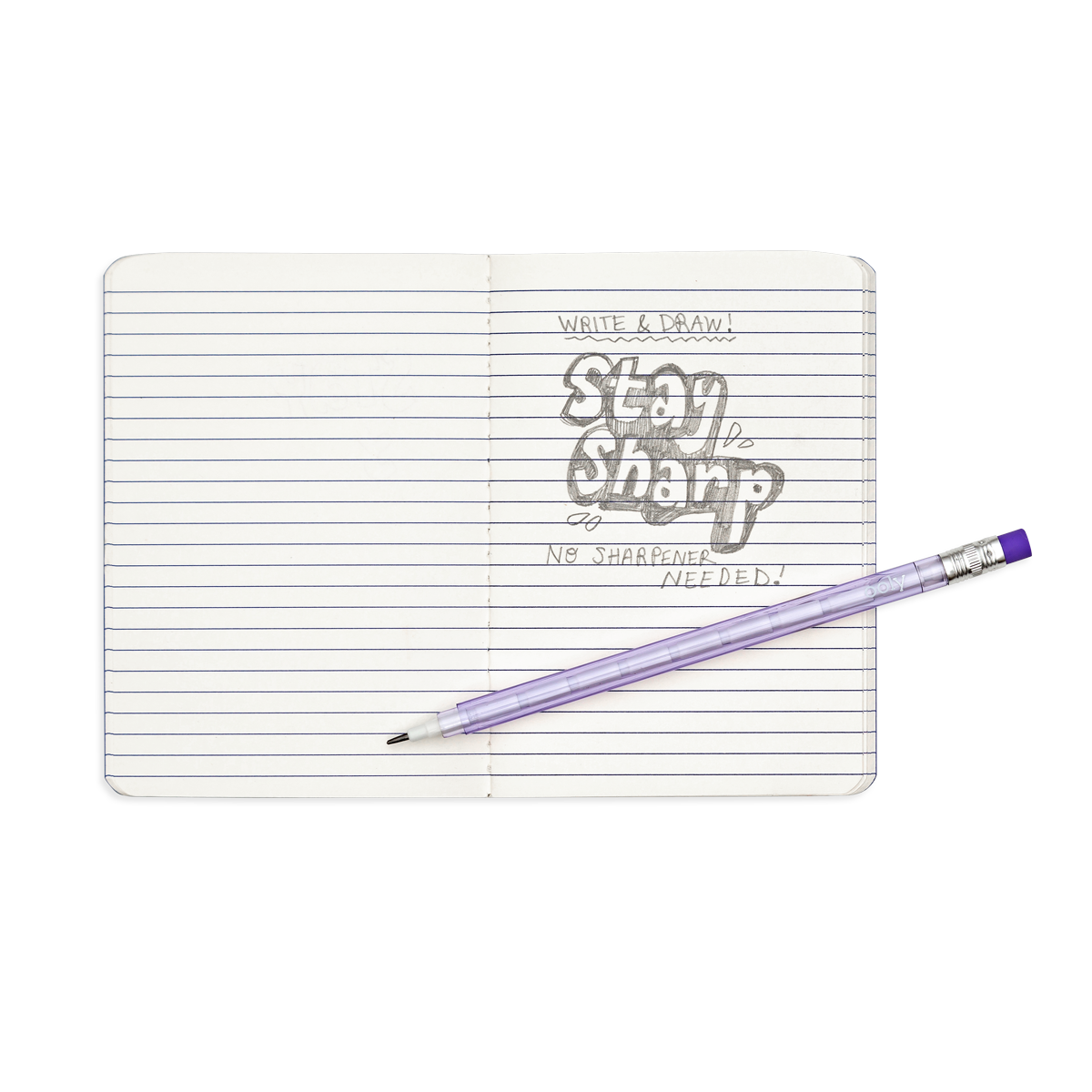 Stay Sharp Rainbow Mechanical Pencils shown writing in a note book