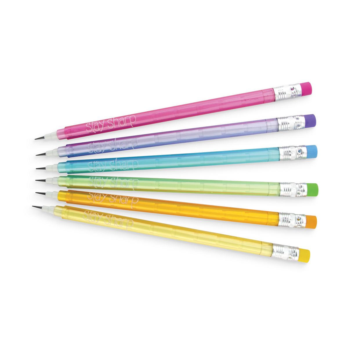 Stay Sharp Rainbow Mechanical Pencils displayed in a fan shape