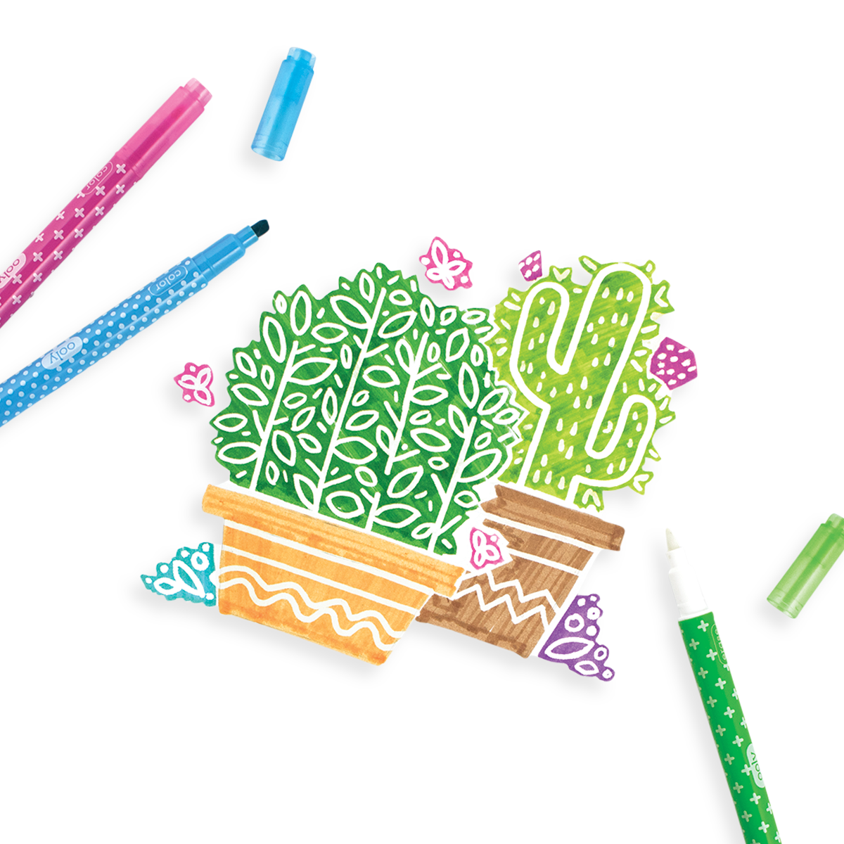 Make No Mistake Eraseable Markers and cactus and plant artwork