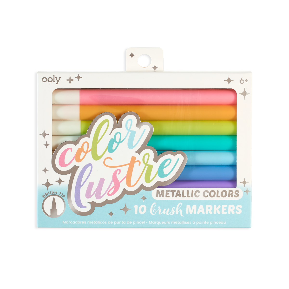 Image of OOLY Color Lustre Metallic Brush Markers in new package
