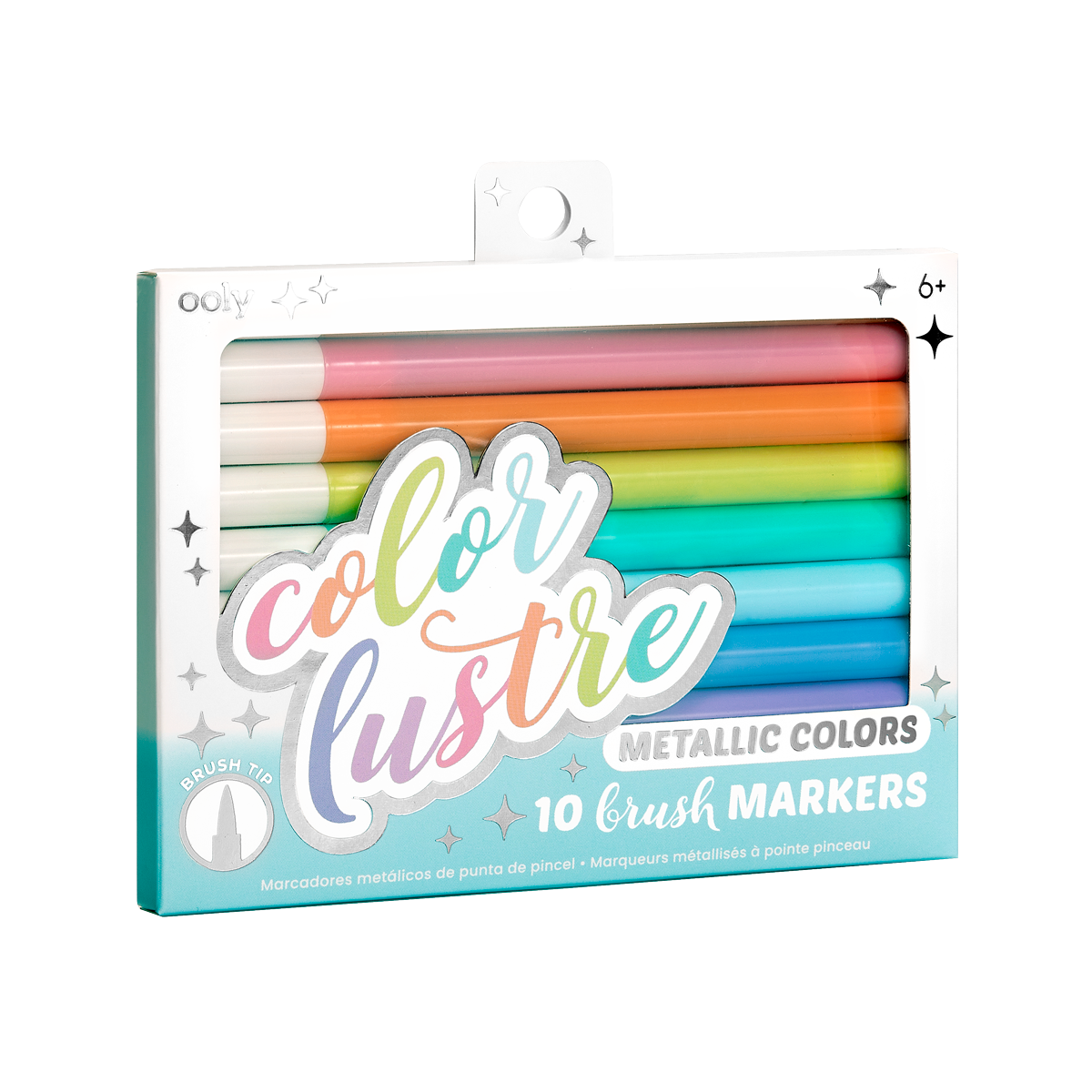 Image of OOLY Color Lustre Metallic Brush Markers in new package