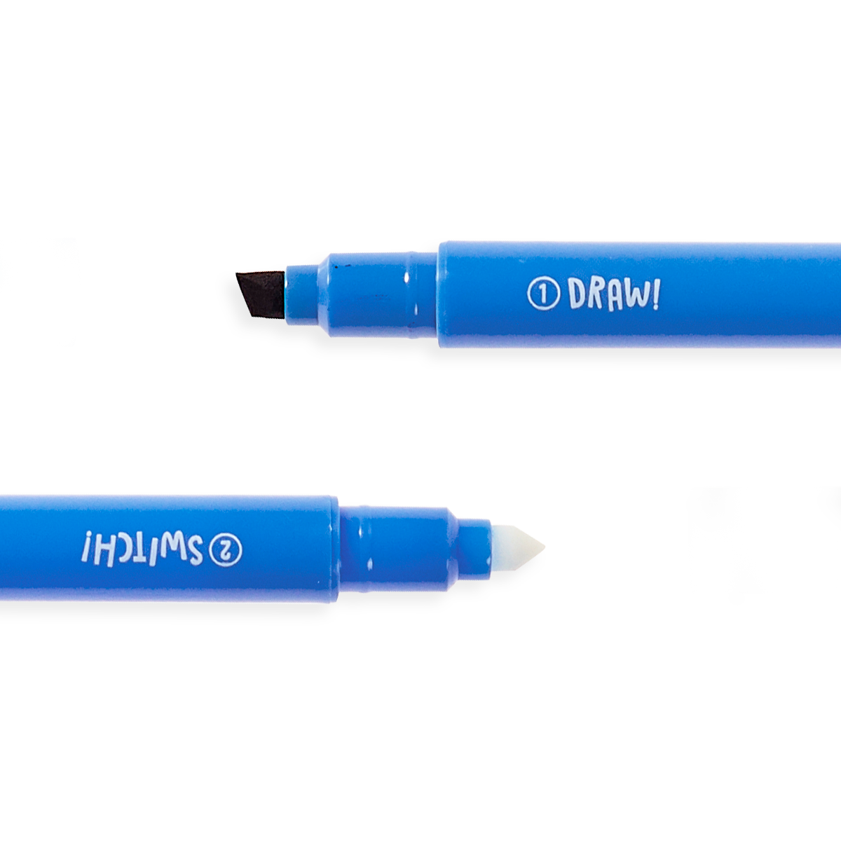 Blue Switch-eroo Color Changing Marker showing both ends of marker