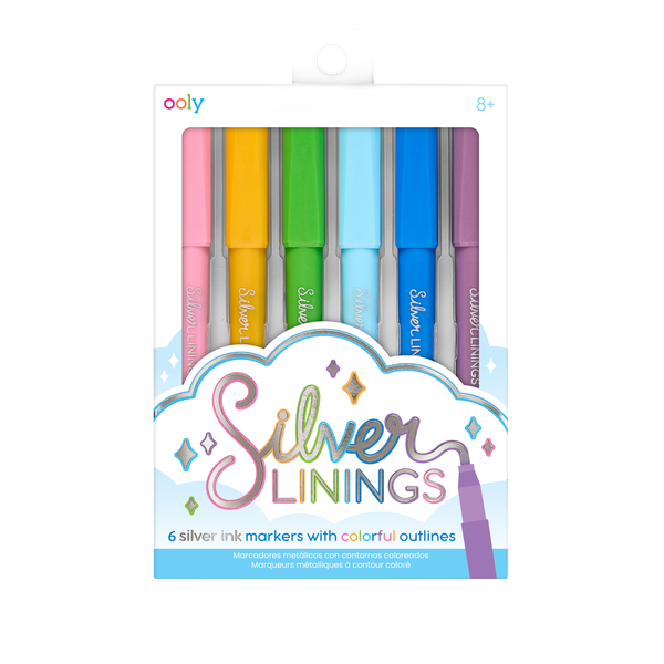 silver linings outline markers - set of 6 silver linings outline markers - set of 6