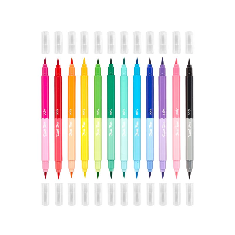 Dual Double Ended Brush Marker - Set of 12/24 colors - OOLY