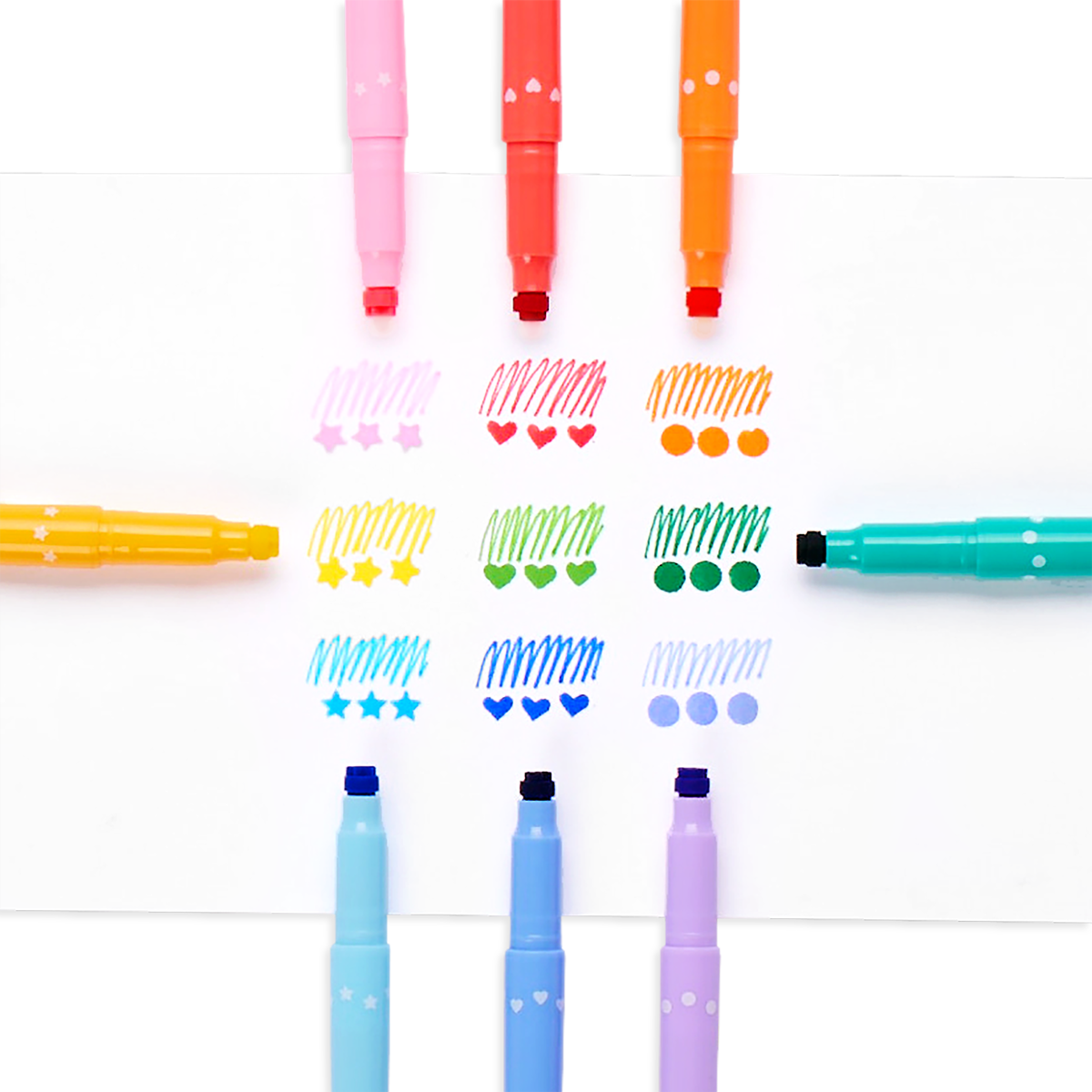 OOLY Confetti Stamp Double-Ended Markers showoff color samples