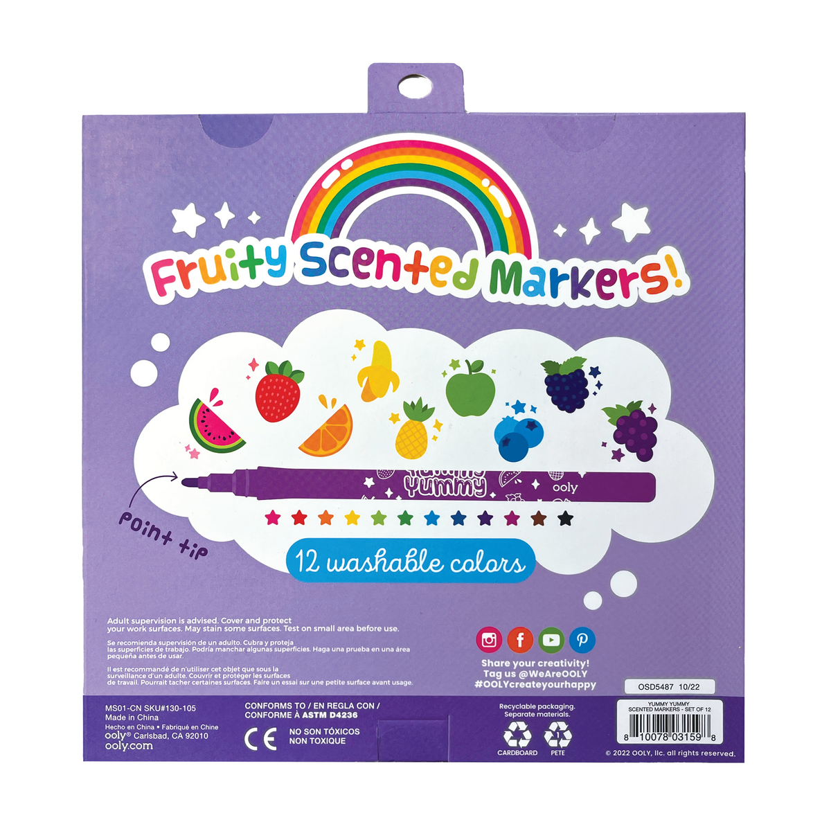 OOLY Yummy Yummy Scented Markers back view of packaging
