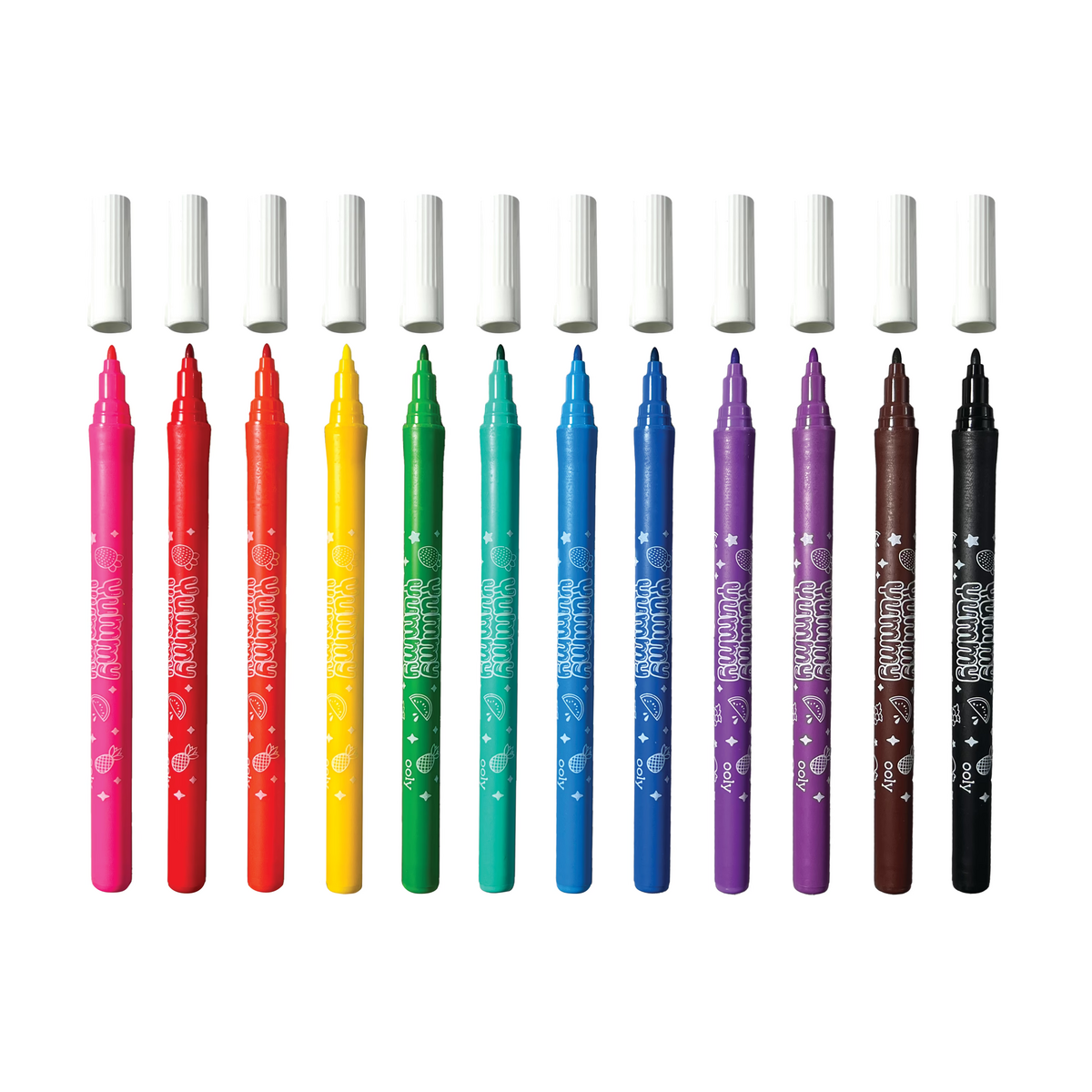 OOLY Yummy Yummy Scented Markers outside of packaging with caps off