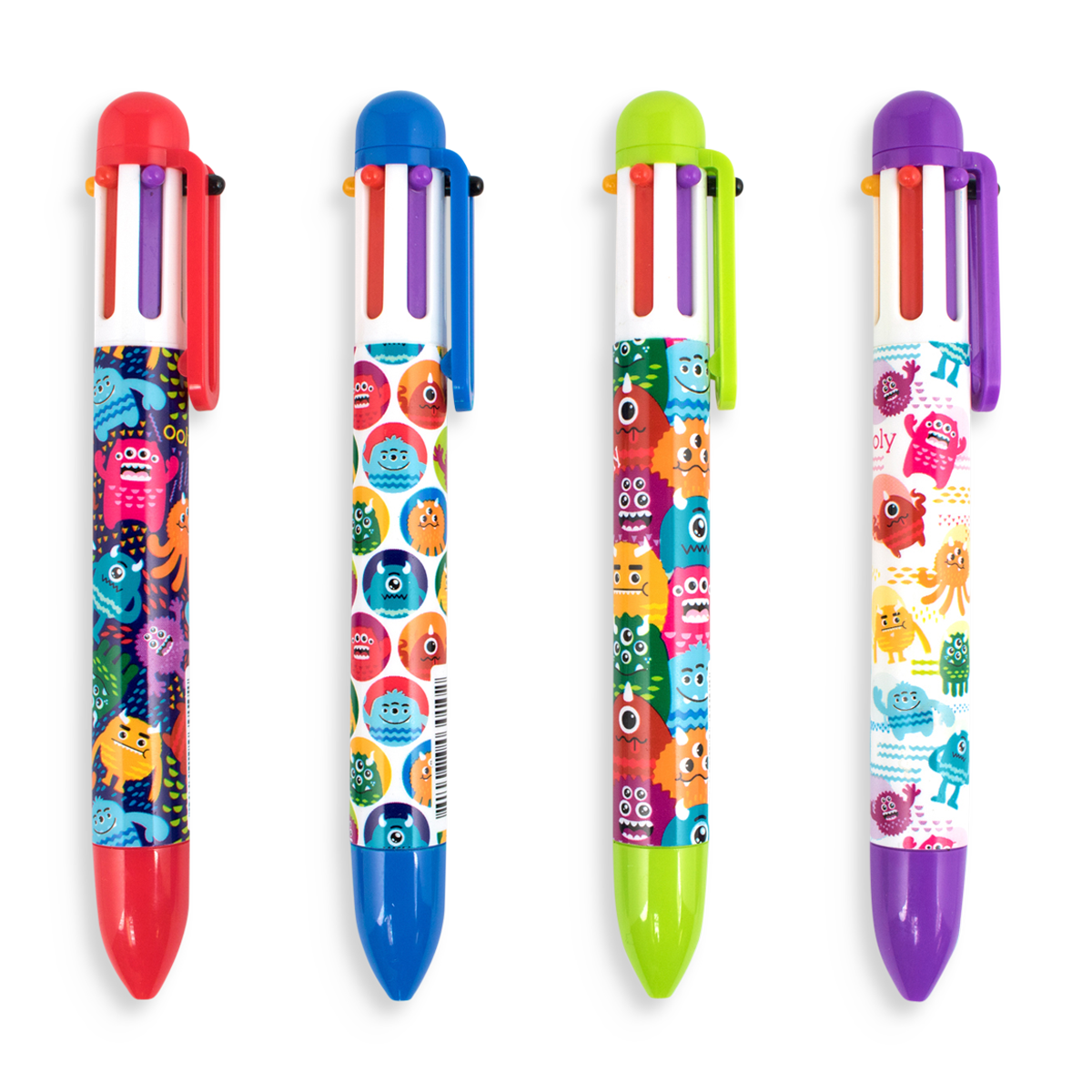 All 4 styles of the Monster 6 Click multi color pens