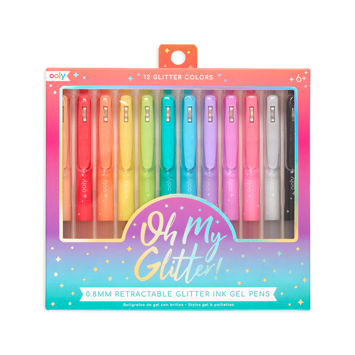 OOLY Oh My Glitter! Retractable Gel Pens - Set of 12 in packaging