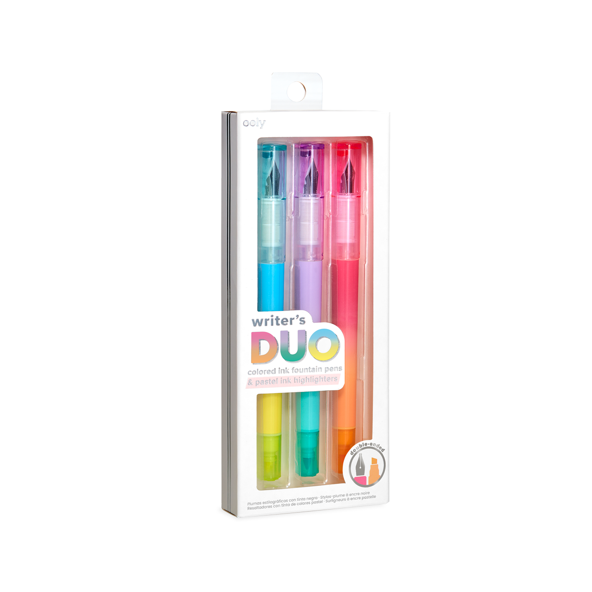 Writer's Duo 2 in 1 Fountain Pens + Highlighters in packaging