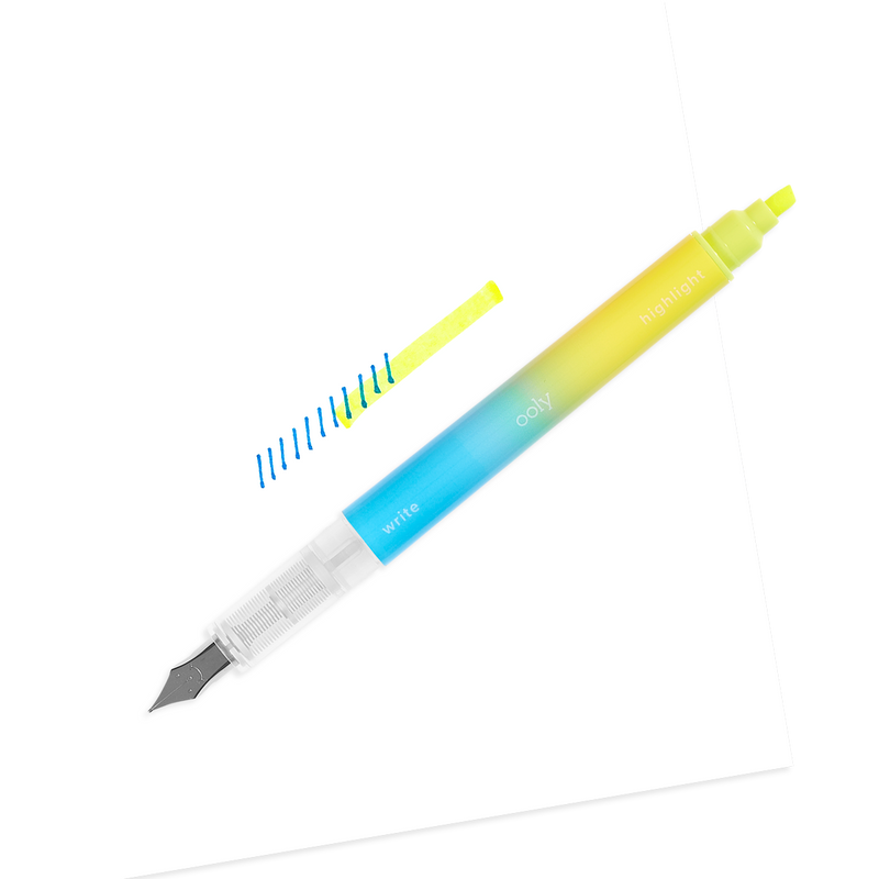 Writer's Duo 2 in 1 Fountain Pens + Highlighters Set of 3 OOLY