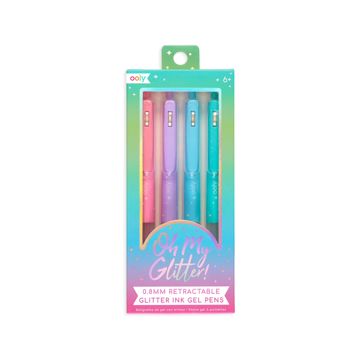 OOLY Oh My Glitter! Retractable Gel Pens set of 4 in packaging