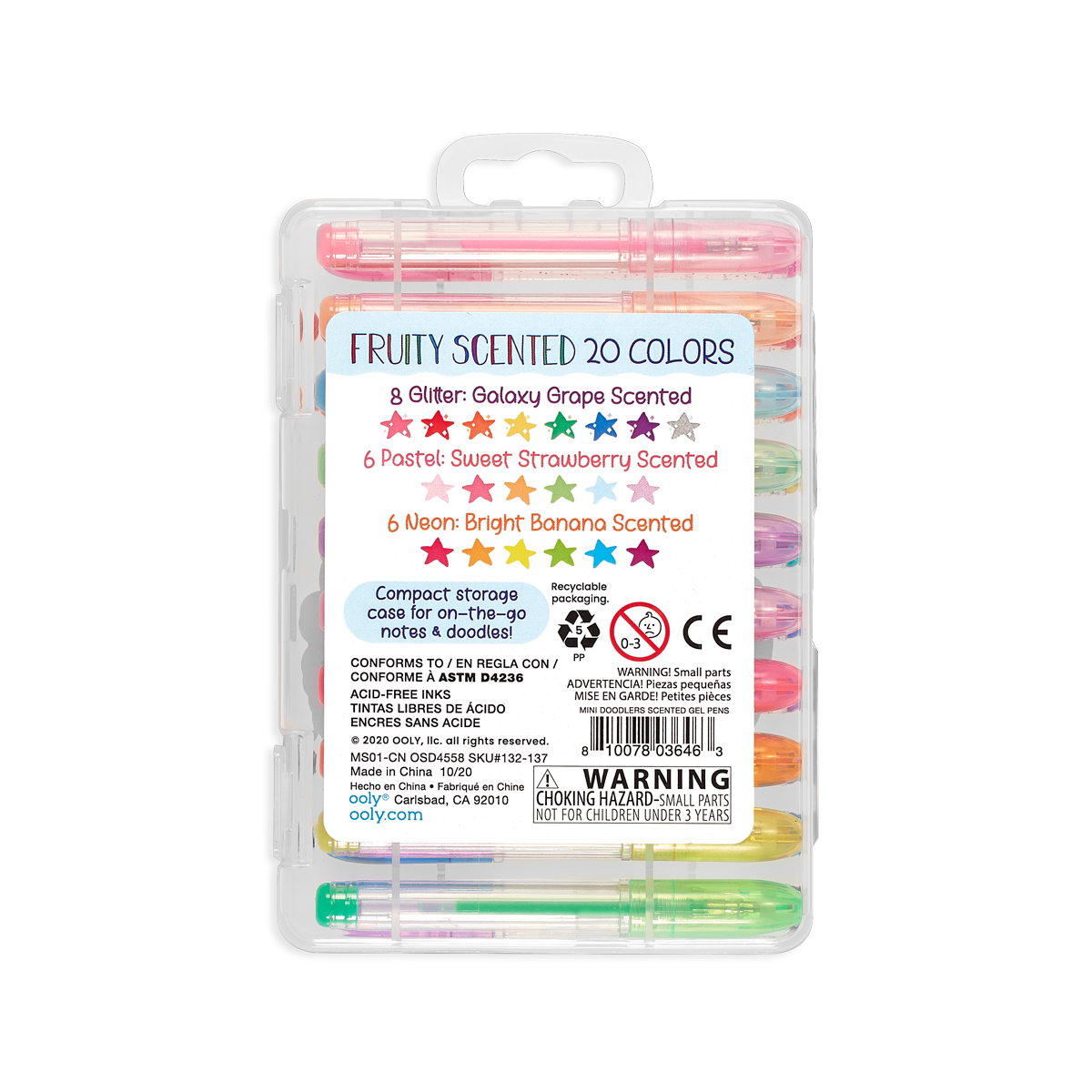 OOLY Mini Doodlers Scented Gel Pens - Set of 20 back of case