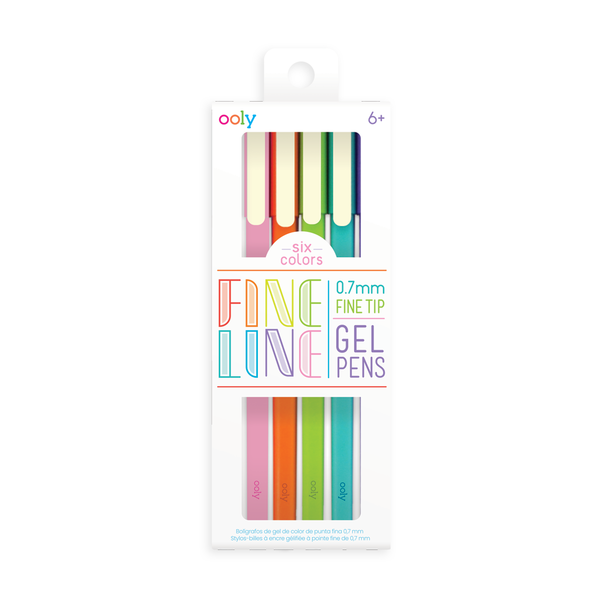 OOLY Fine Line Colored Gel Pens Set of 6 in packaging