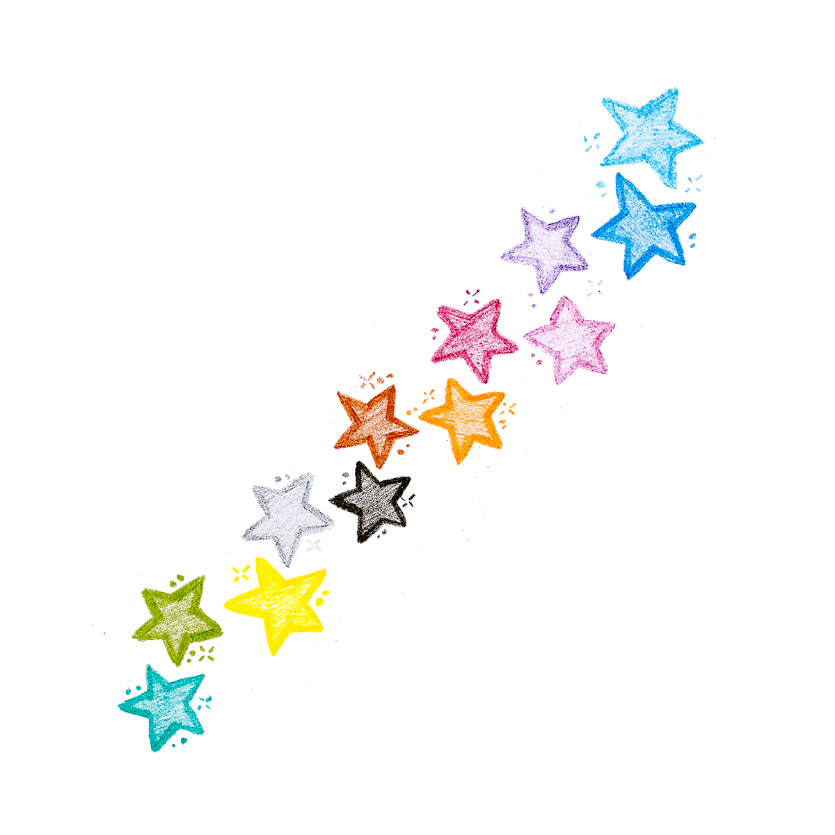 Colorful drawn stars made with OOLY Stack of Stars stacking crayons