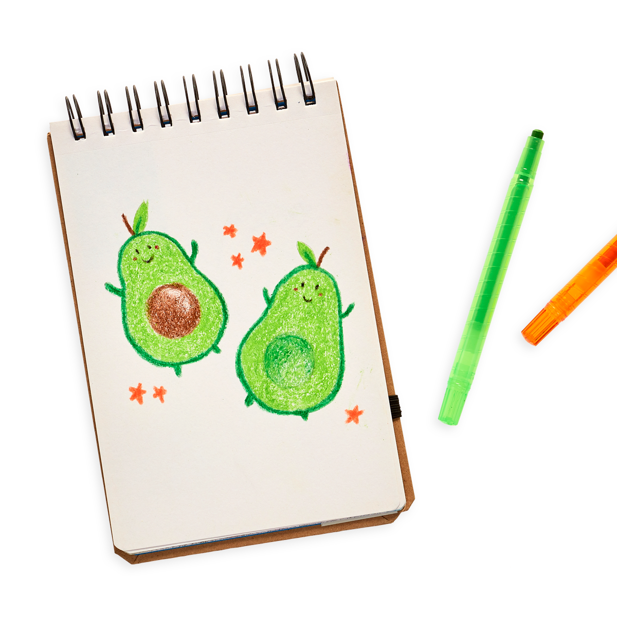 Avocado drawing with the Yummy Yummy Scented Twist-Up Crayons 