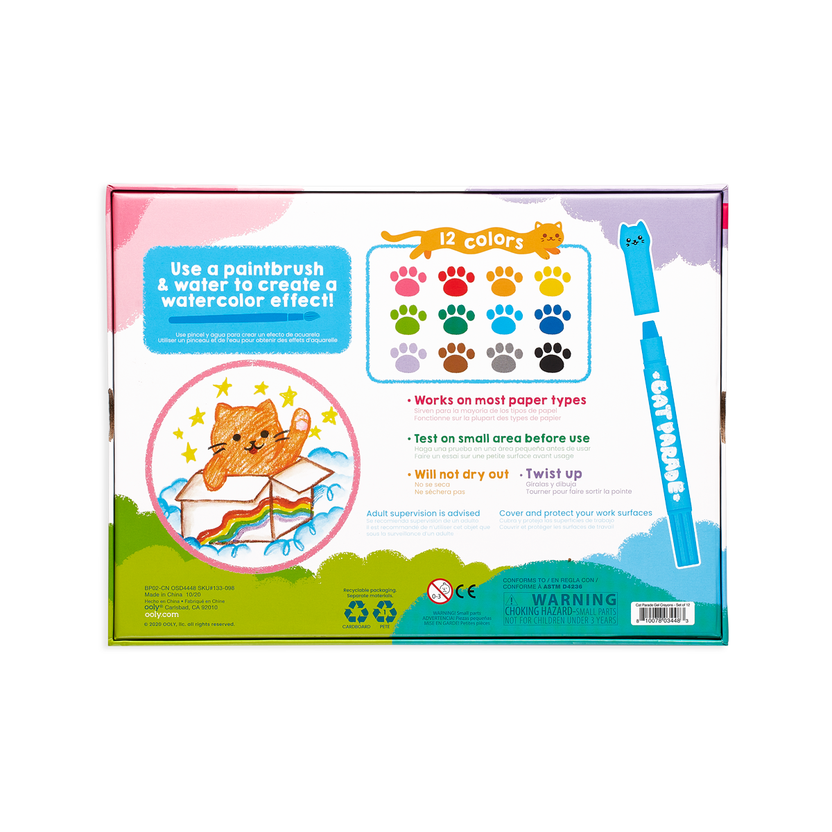 OOLY Cat Parade Gel Crayons - Set of 12 in packaging