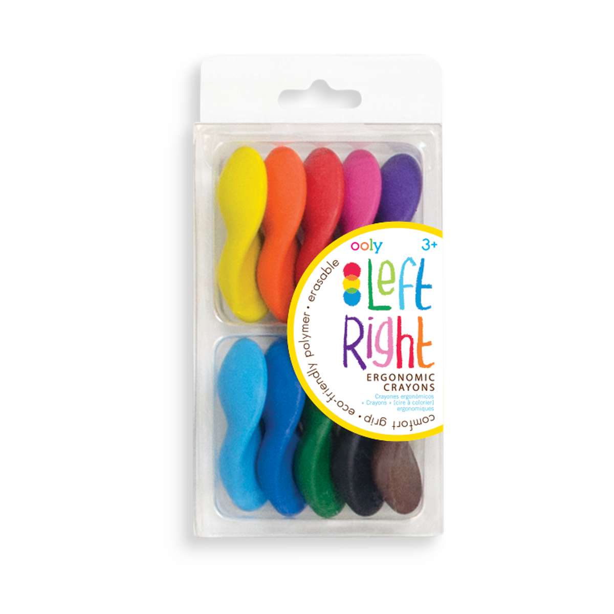Set of Left Right ergonomic crayons for right and left handed people
