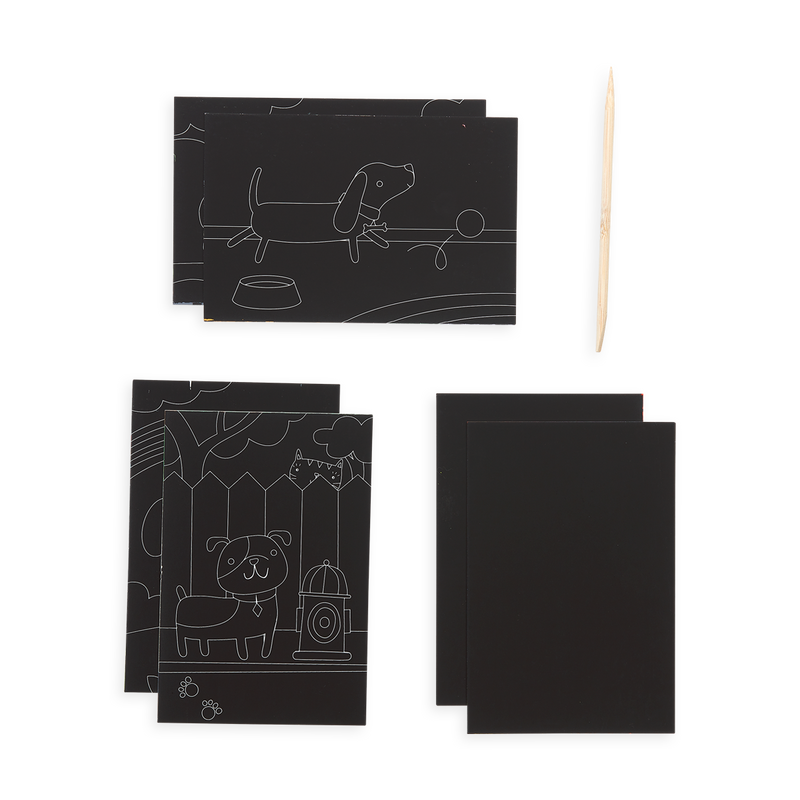 Playful Pups Scratch and Scribble Mini Scratch Art Kit - OOLY