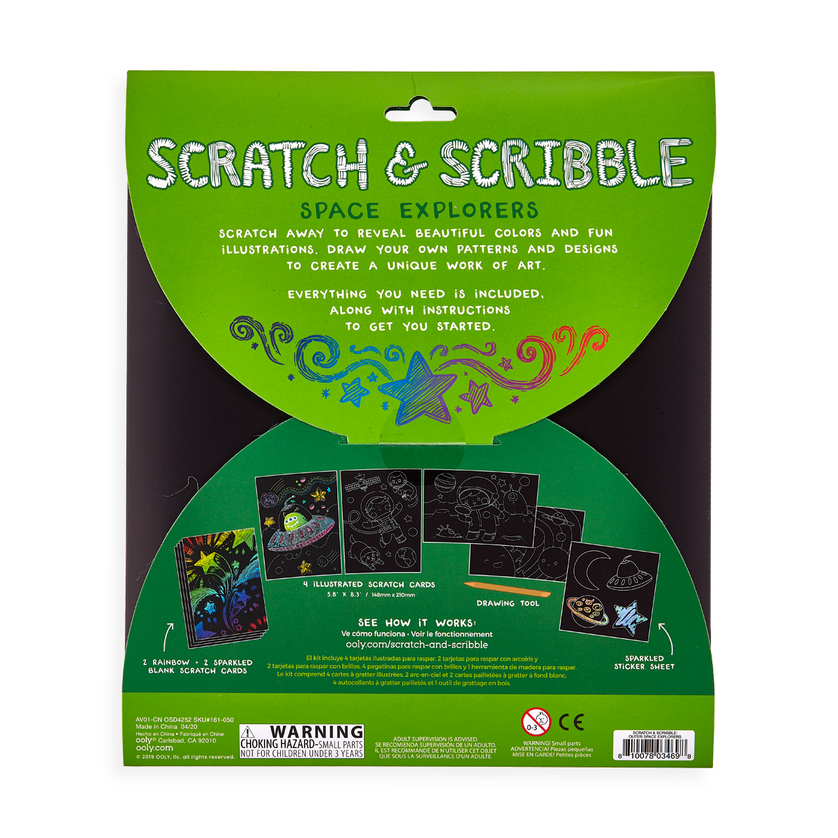 Space Explorer Scratch & Scribble Set back of packaging