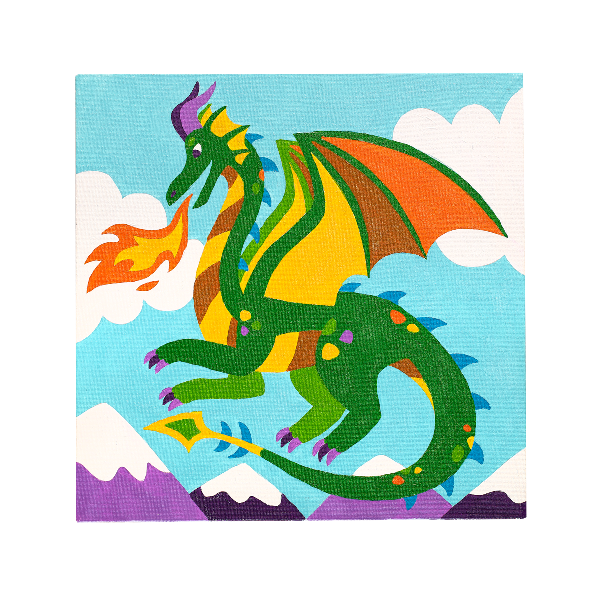 View of canvas of Colorific Canvas Paint by Number Kit - Fantastic Dragon