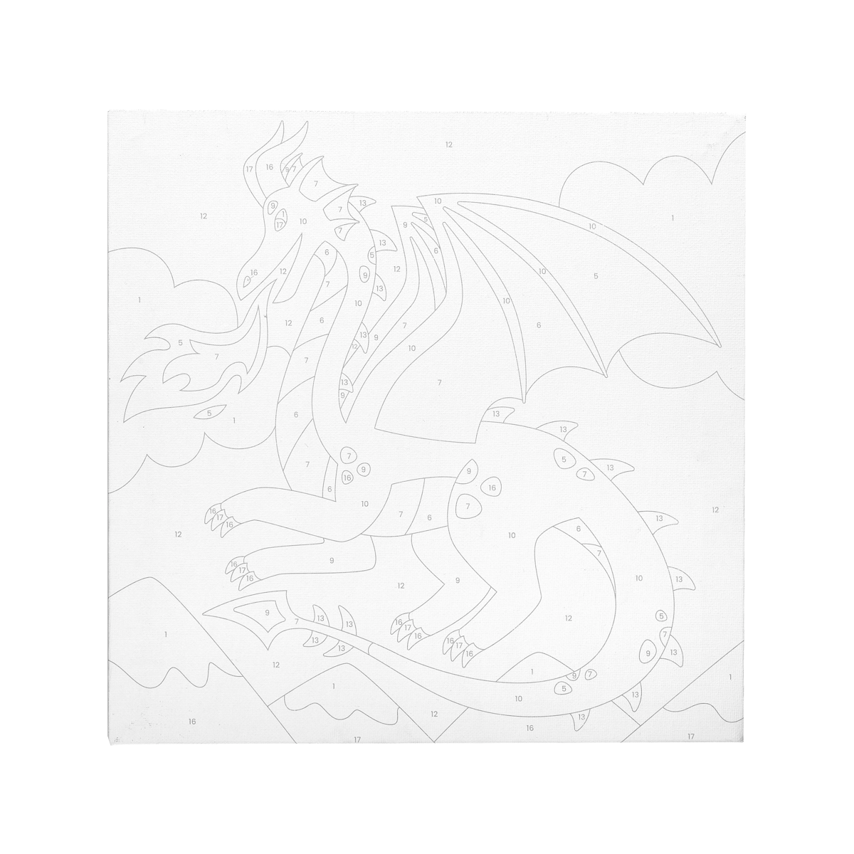 View of canvas of Colorific Canvas Paint by Number Kit - Fantastic Dragon