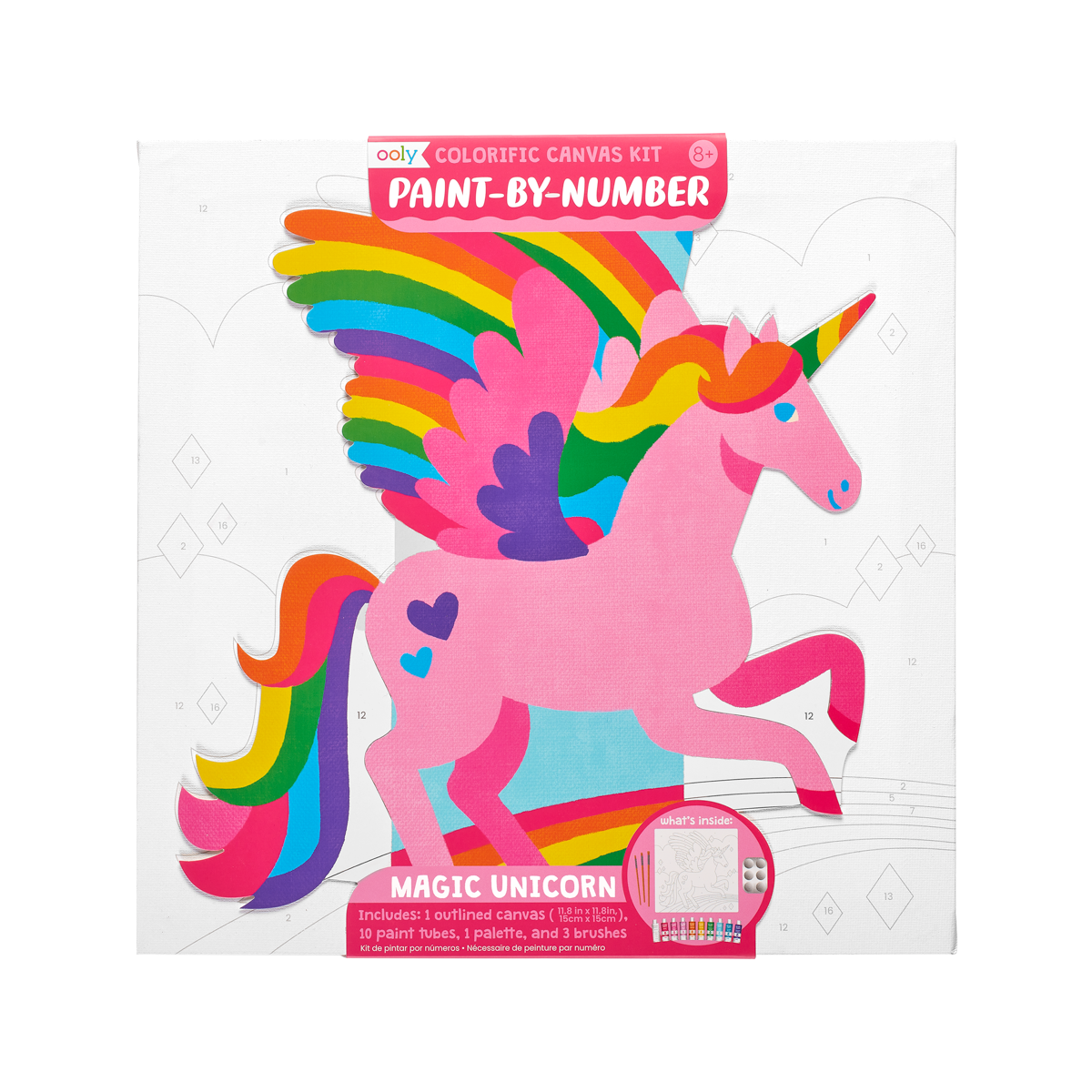 OOLY Colorific Canvas Paint by Number Kit - Magic Unicorn in packaging