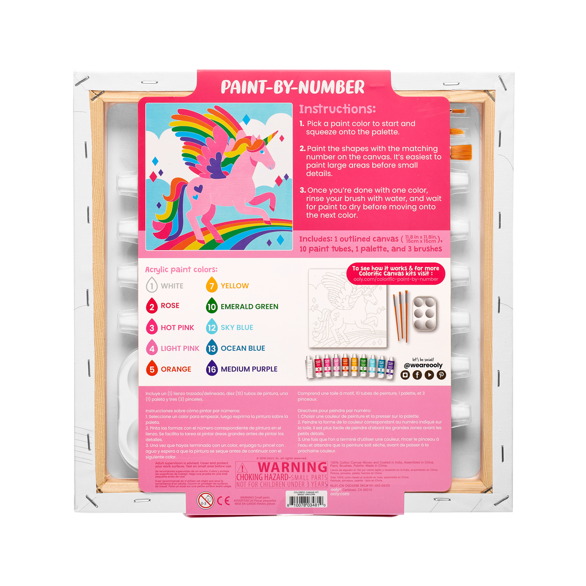 OOLY Colorific Canvas Paint by Number Kit - Magic Unicorn in packaging