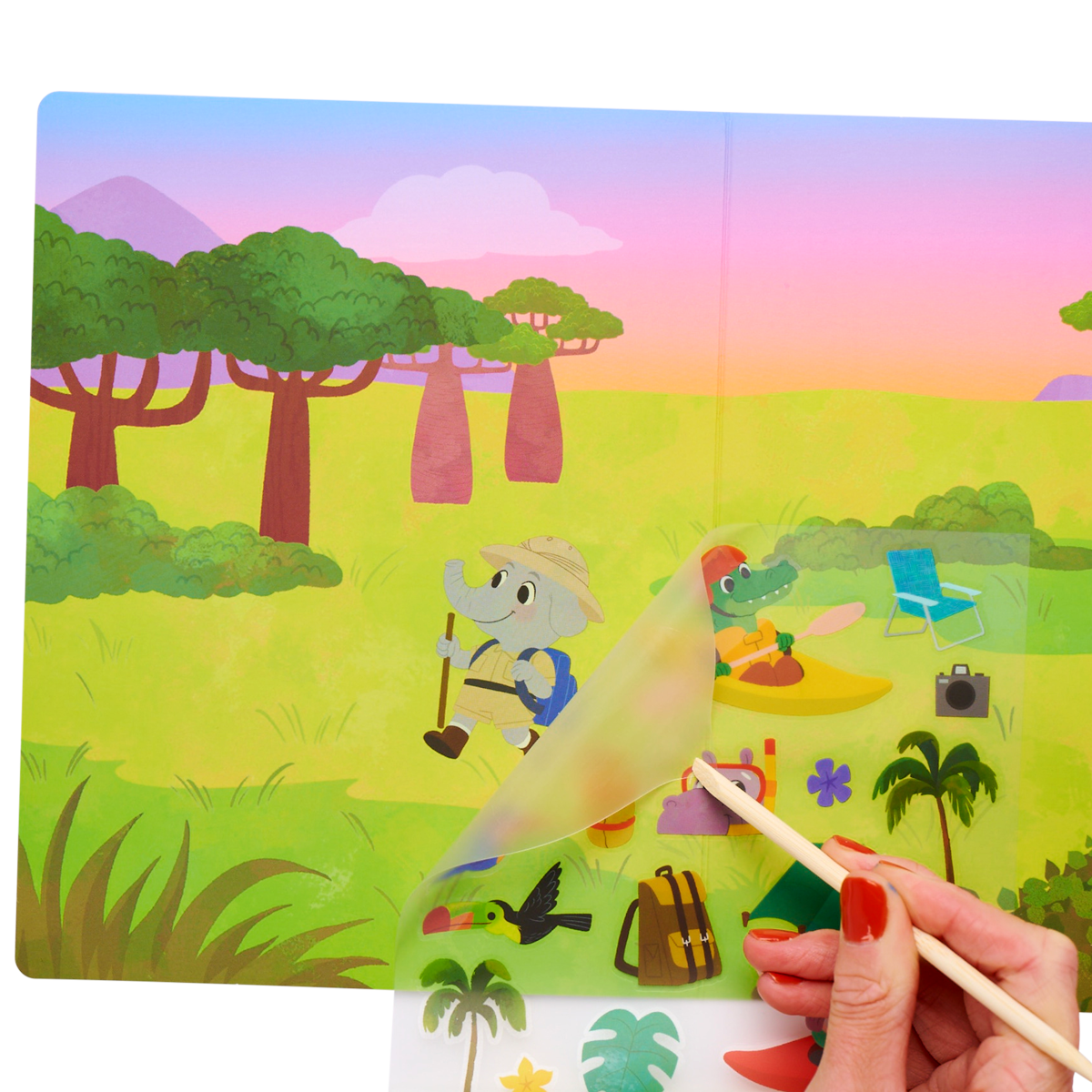OOLY Set The Scene Transfer Stickers Magic - Jungle Journey in use