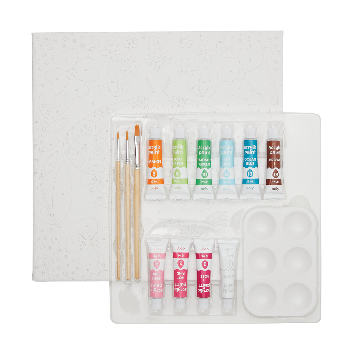 OOLY view of Colorific Canvas Paint By Number Kit - Marvelous Moth contents