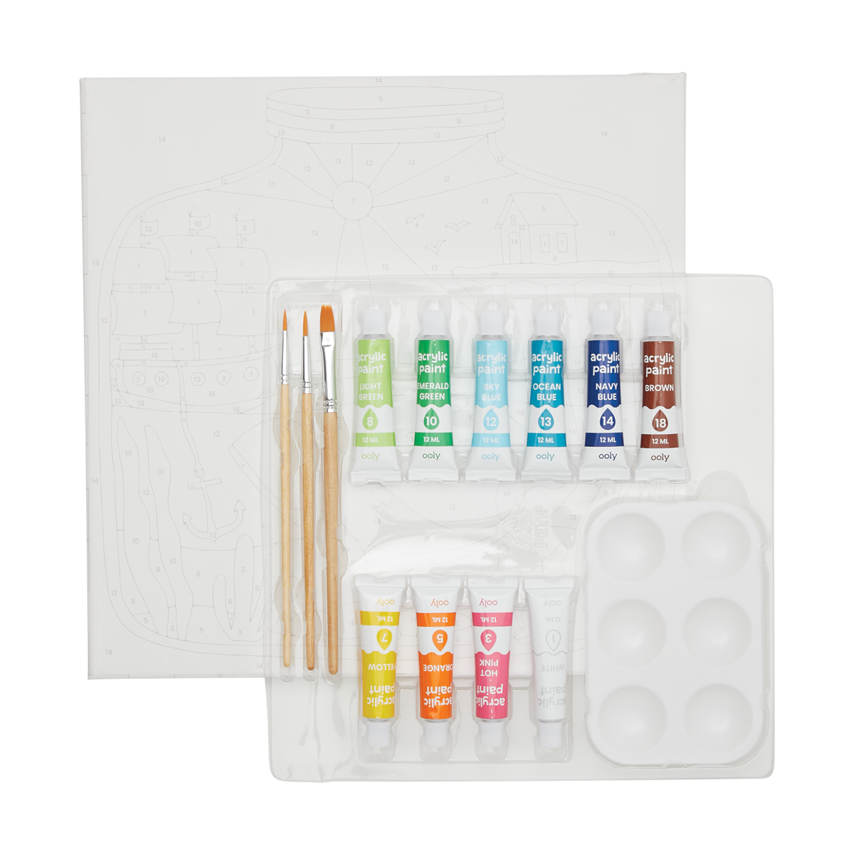OOLY view of Colorific Canvas Paint By Number Kit - Tiny Treasures contents