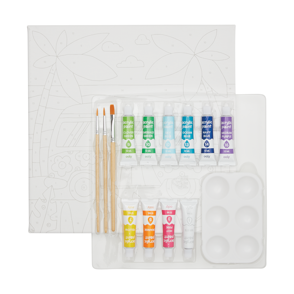 OOLY view of Colorific Canvas Paint By Number Kit - Van Vibes contents