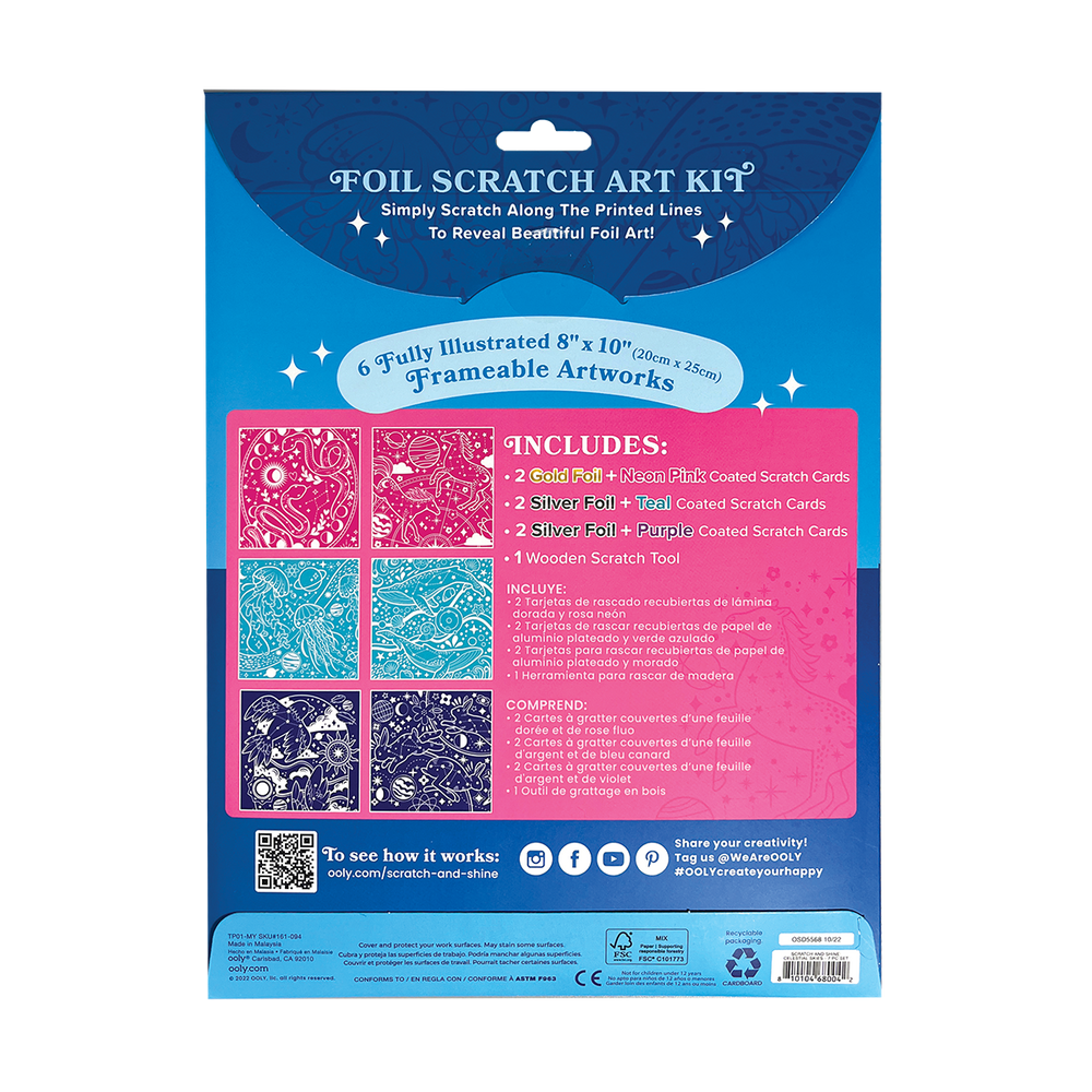Scratch and Shine Foil Scratch Art Kit Celestial Skies OOLY