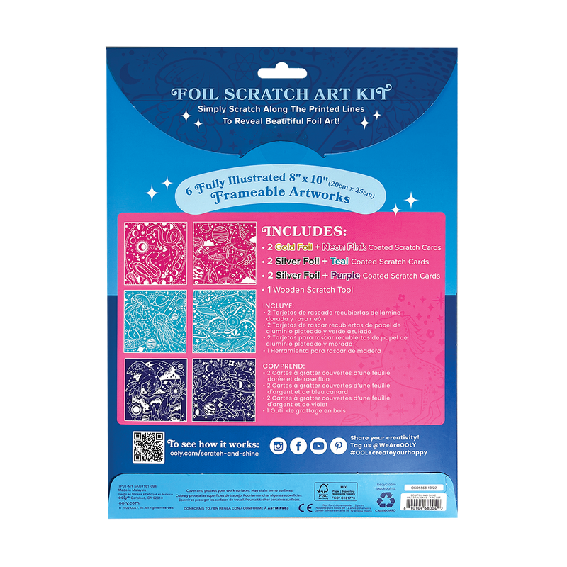 Scratch and Shine Foil Scratch Art Kit Celestial Skies OOLY
