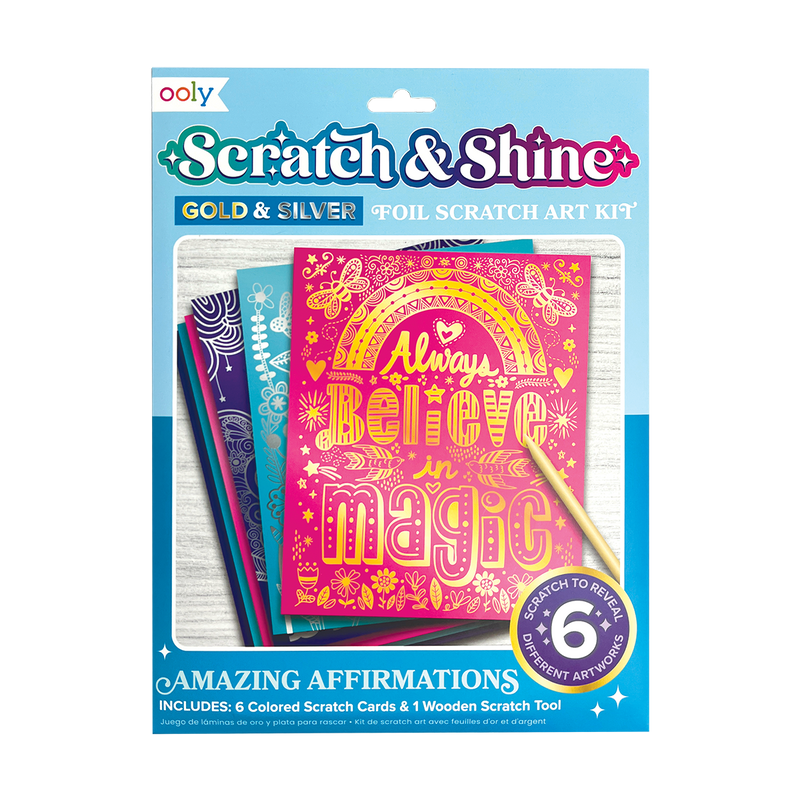 Scratch and Shine Foil Scratch Art Kit Amazing Affirmations OOLY