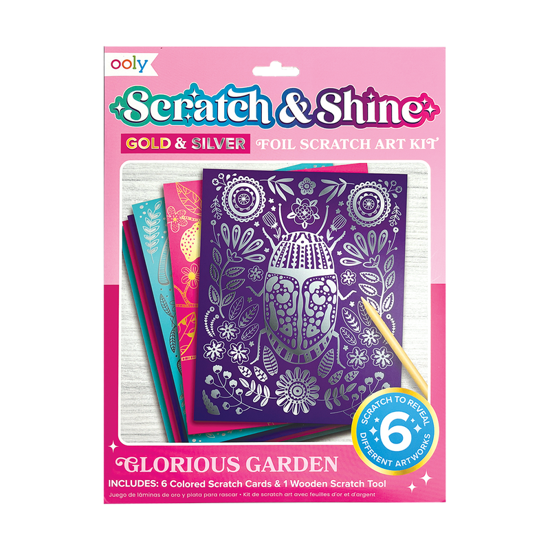 Scratch and Shine Foil Scratch Art Kit Glorious Garden OOLY