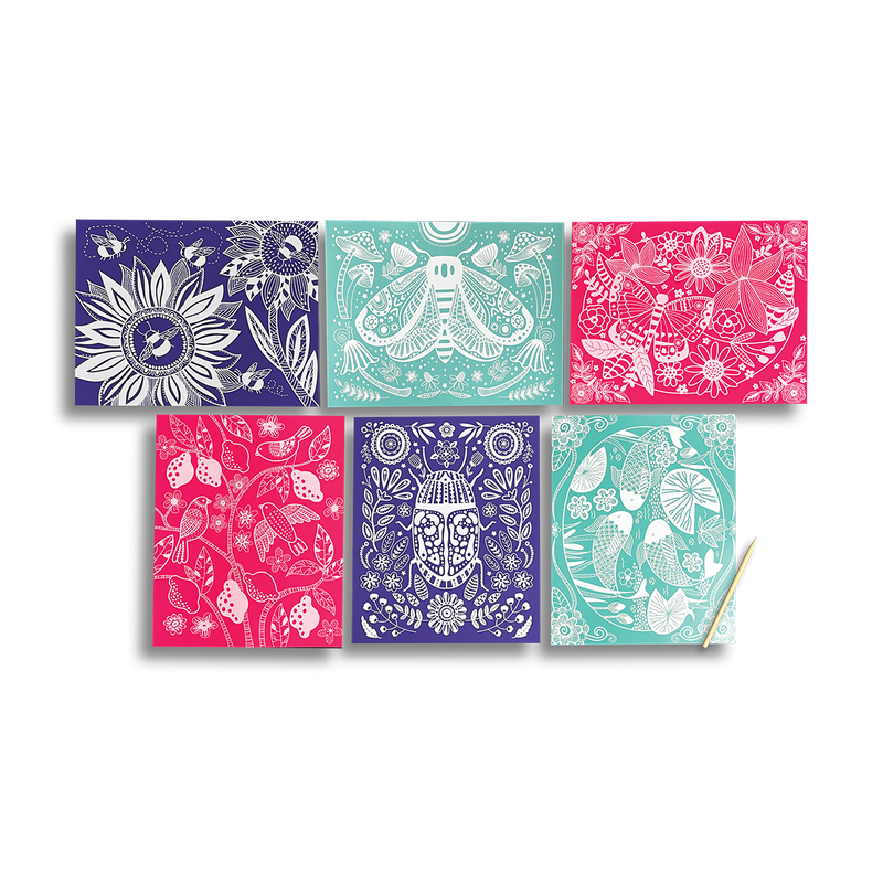 Scratch and Shine Foil Scratch Art Kit Glorious Garden OOLY