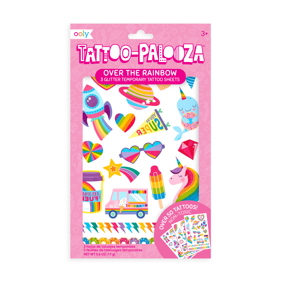 Tattoo-Palooza Temporary Tattoos - Over the Rainbow - in packaging