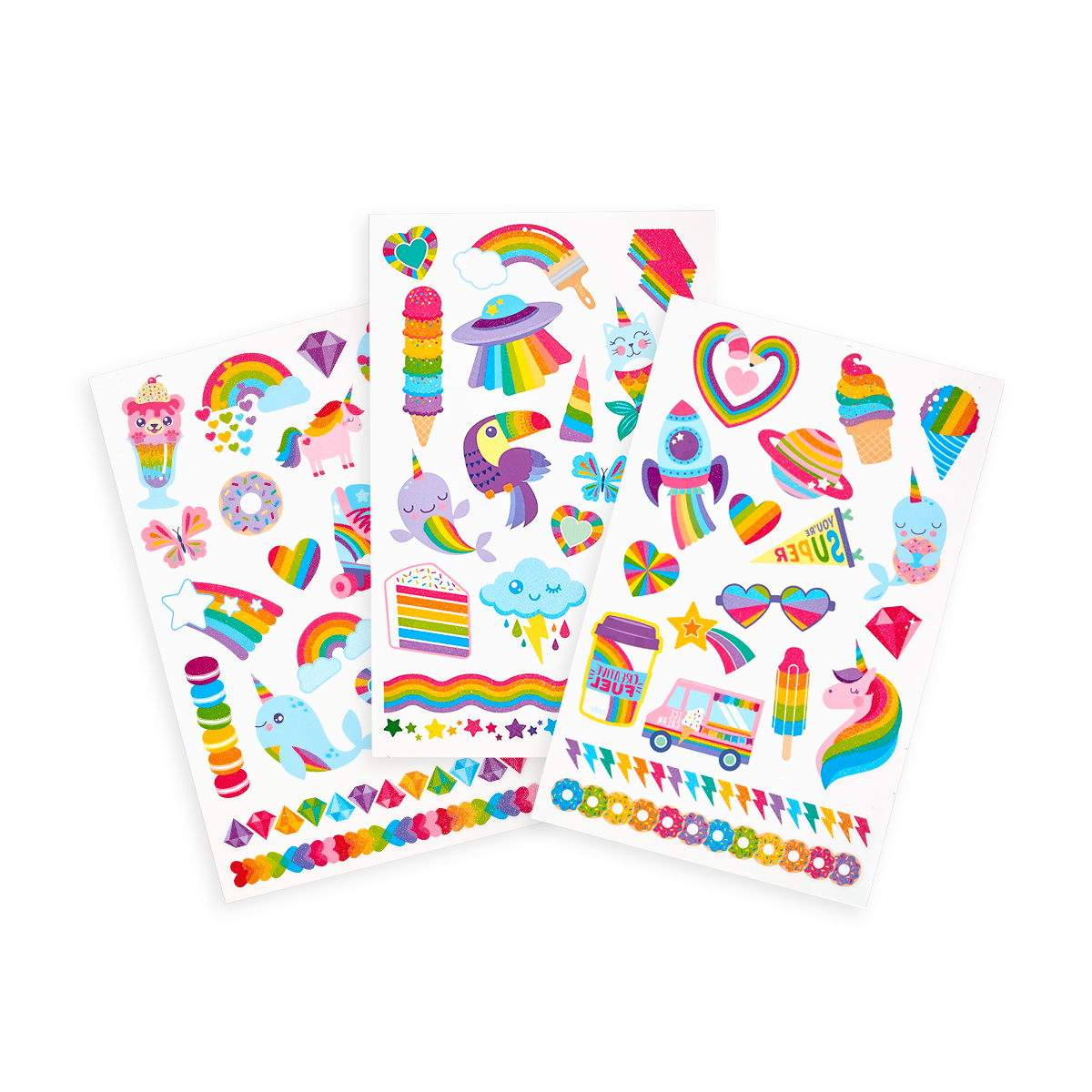 Tattoo-Palooza Temporary Tattoos - Over the Rainbow - 3 Sheets displayed