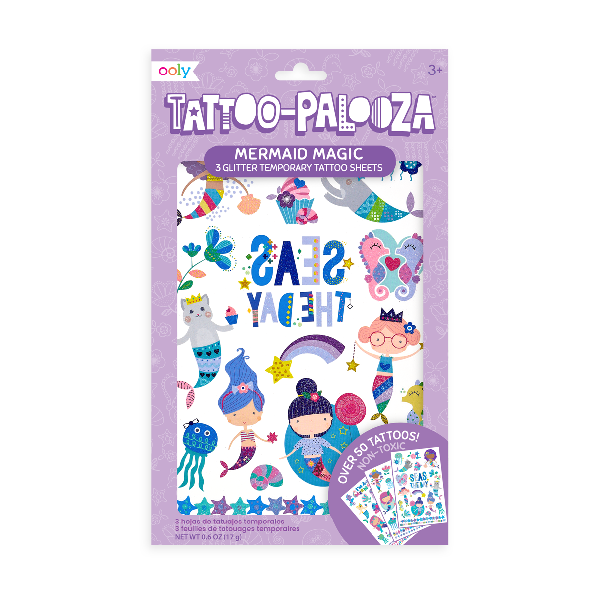 Tattoo-Palooza Temporary Tattoos - Mermaid Magic - in packaging